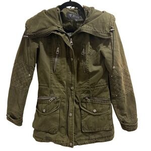 GUESS Olive Y2K Streetwear Utility Jacket Womens XS